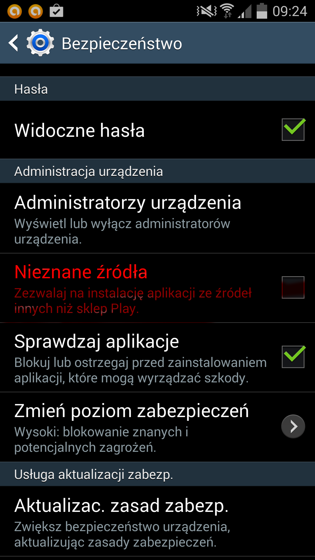 android nieznane zrodla